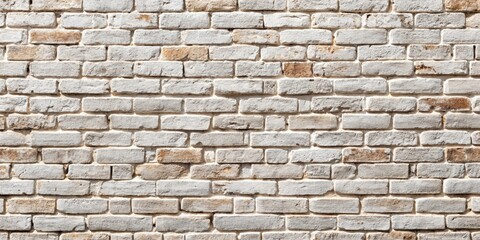 Obraz premium A weathered brick wall with whitewashed bricks and natural imperfections, showcasing a rustic and timeless aesthetic.