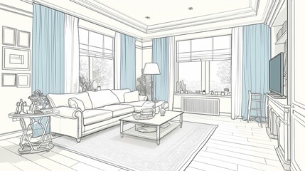 Stylish and comfortable apartment interior with modern design elements