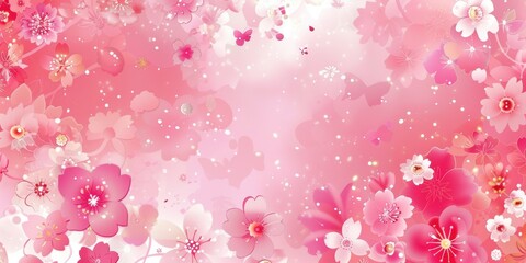 Fototapeta premium Lovely Pink Floral Wallpaper. Delicate and Charming Theme