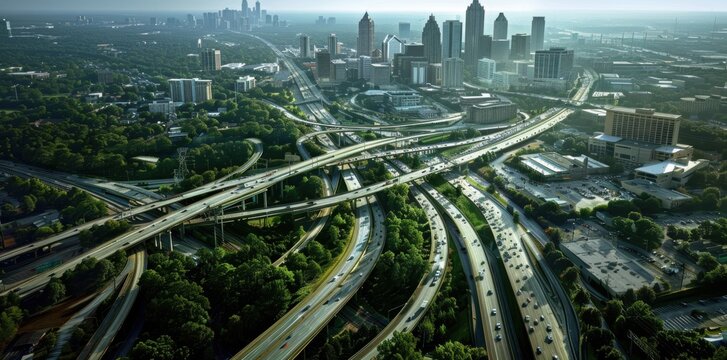Modern Transportation Hub in Atlanta, GA. Urban development concept