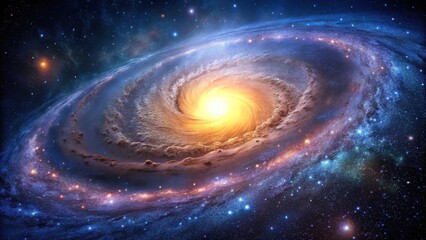 Spiral galaxy with starry light stars and Milky Way galaxy space background