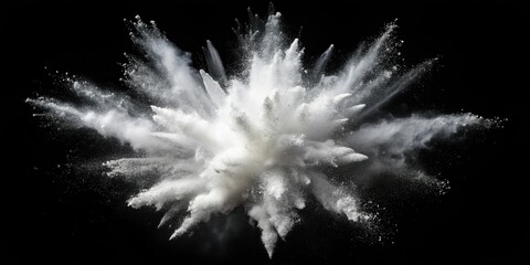 A cloud of white powder explodes outwards against a dark backdrop, capturing a moment of fleeting chaos and beauty.