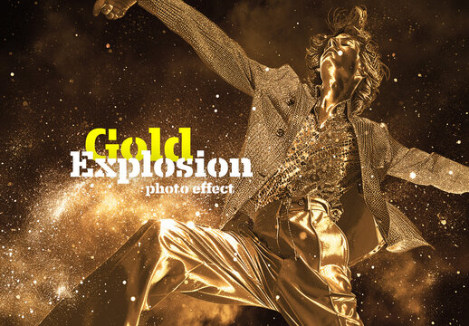 Gold Explosion Photo Effect Mockup With Generative AI