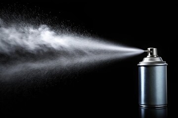 Spray mist of aerosol jet splash on black background realistic effect Atomizer sprayer mist of water spray mist in air steam Low Angle