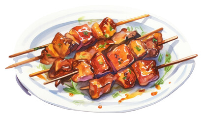 PNG Dish grilling skewer plate.