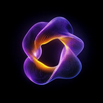 Abstract digital geometric mesh torus a black background, for Technology, Innovation, and Data Visualization.	
