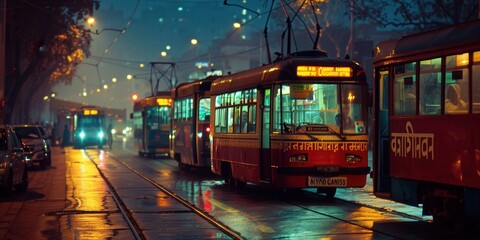 Vibrant Public Transport in Delhi. Urban Transportation concept