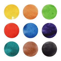 Watercolor rainbow circles set. Colorful Stain Circle collection. Vector illustration