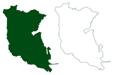 Palizada municipality (Free and Sovereign State of Campeche, Mexico, United Mexican States) map vector illustration, scribble sketch Palizada map
