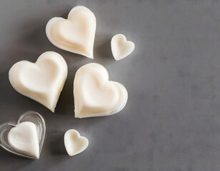 Obraz premium White Hearts 3d On grey Textured Background For Happy San Valentine Day. Happy Mother's Day