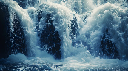 Fototapeta premium Textured pattern style waterfall with rich details and flowing water.