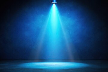 Stage lights shining with blue spotlight in darkness, minimalist aesthetic