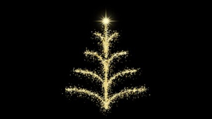 Christmas tree with firework trail yellow gold animation 4k - Powered by Adobe