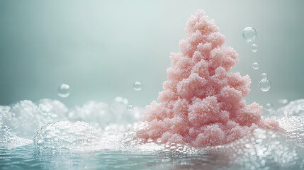 Pink bubble tree floating on water