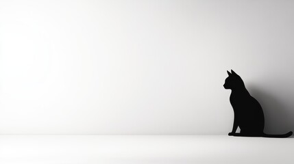 Silhouette of a Feline Companion in Minimalist Setting