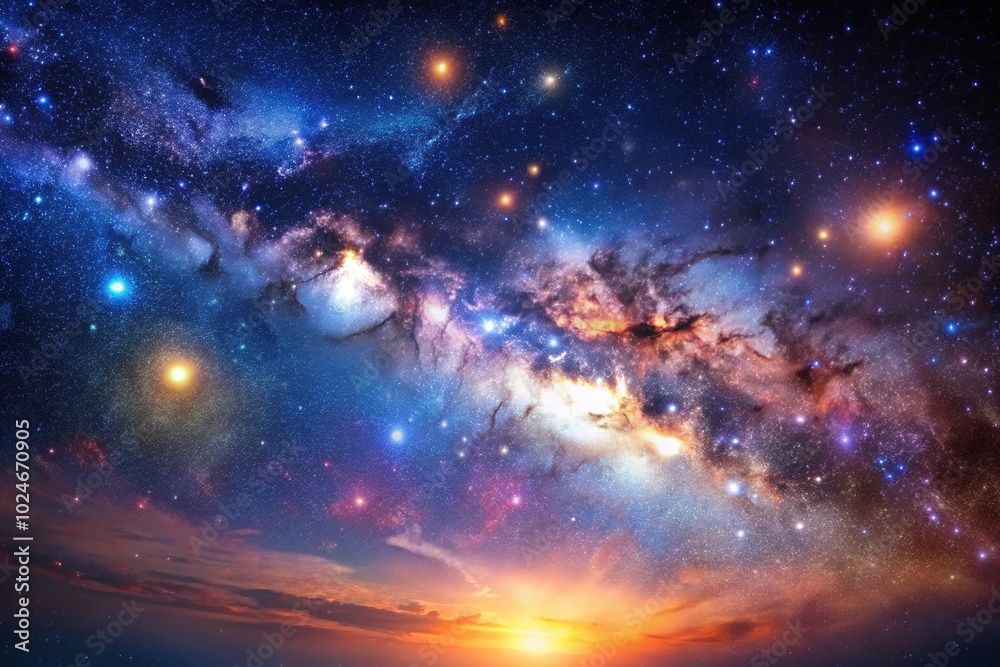 Wall mural starry sky background with nebula and galaxies in space