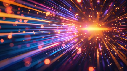 Obraz premium Colorful Light Speed in Motion, Dynamic Neon Streaks and Glowing Lights.