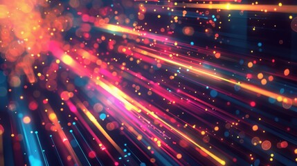 Obraz premium Colorful Light Speed in Motion, Dynamic Neon Streaks and Glowing Lights.