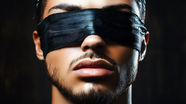 Homme avec les yeux band&eacute;s