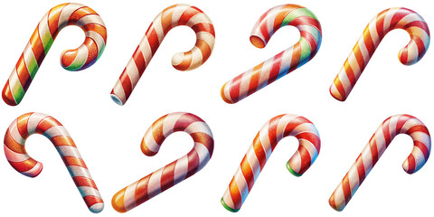 Cartoon illustration set of candy cane with Grainy Textures. isolate on a white background. PNG
