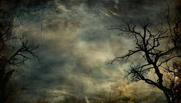 Dark, moody background with a textured, grungy appearance, evoking a sense of dark fantasy.