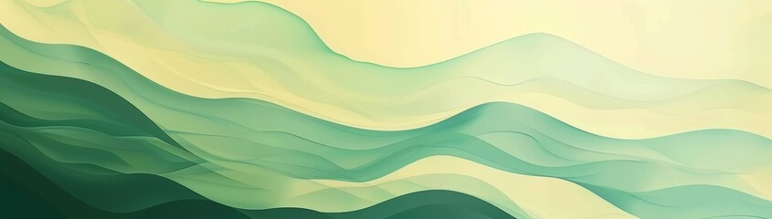 Green gradient background with light blue and yellow colors, minimalistic design, flat geometric shapes, simple lines, minimalism, vector illustration, clean and modern look