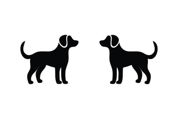 Dog silhouette vector art illustration. Dog art set, Black Dog drawing
