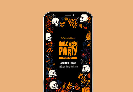 Colorful Halloween Digital Party Invitation with AI Generated Illustration