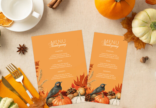 Traditional Style Orange Menu with AI Generated Illustration