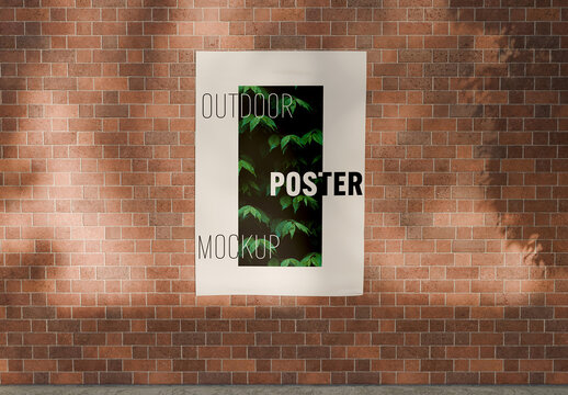 Outdoor Poster Mockup on Brick Wall