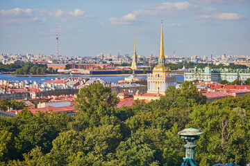 Obraz premium Aerial scenic view of St.Petersburg, Russia. Photo taken from the St. Isaac's Cathedral.