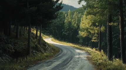 Obraz premium Mountain pass in woods