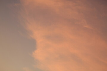 beautiful orange cloudy afternoon bright blue clouds, warm, sunset