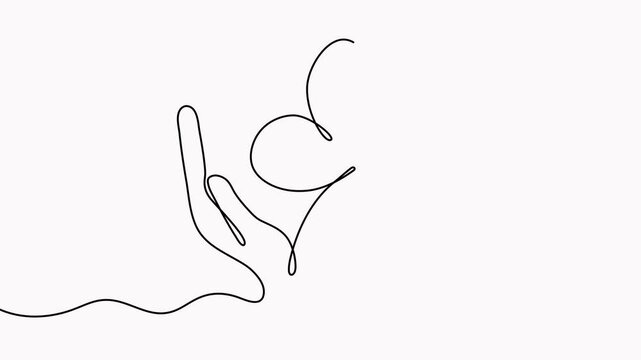 Butterfly flying on human hands continuous line art drawing animation.