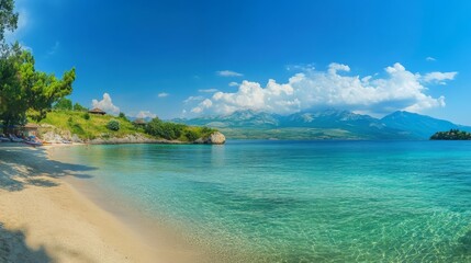 Sandy Ksamil, Albania, summer morning.