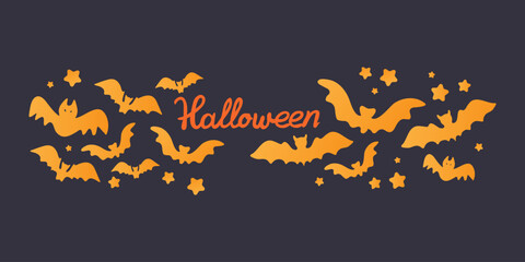 Halloween invitation card. Vector illustration. Bats vector illustration.
