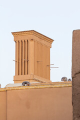 A wind catching tower, a genius ancient technology for cooling and ventilation. Yazd, Iran.	