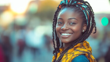 African girl poses outdoors.