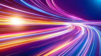 Vibrant Abstract Light Trails Depicting Dynamic City Nightscape in Style