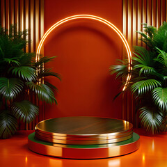 Obraz premium tree on the stage podium background