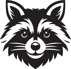 Raccoon head black silhouette vector