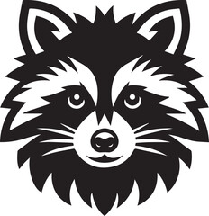 Raccoon head black silhouette vector
