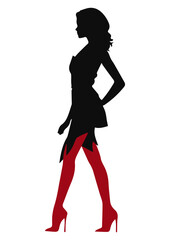 vector silhouette of a woman with red legs