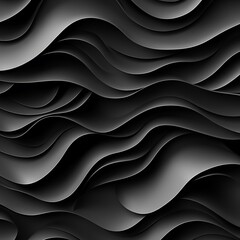 Abstract black wave pattern with smooth gradients and fluid shapes.