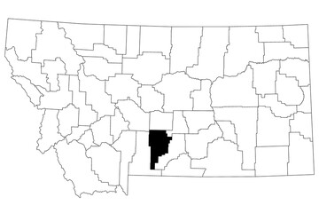 Map of sweet grass County in Montana state on white background. single County map highlighted by black colour on Montana map. UNITED STATES, US