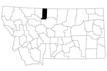 Map of liberty County in Montana state on white background. single County map highlighted by black colour on Montana map. UNITED STATES, US