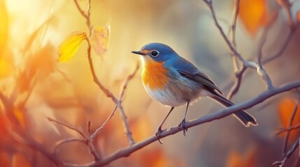 Obraz premium Colorful bird on natural background (Bluethroat).