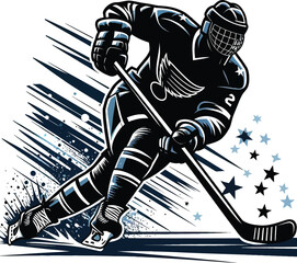 hockey player on the background of the sea