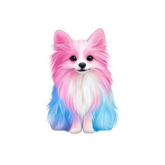 Obraz premium Kawaii Pastel Dog Sticker with Dreamy Color Palette, Soft Fur Texture, and Charming Cartoon Aesthetic
