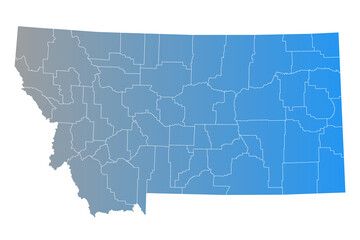 Montana administrative map. counties map of Montana, blank Map, empty map of Montana